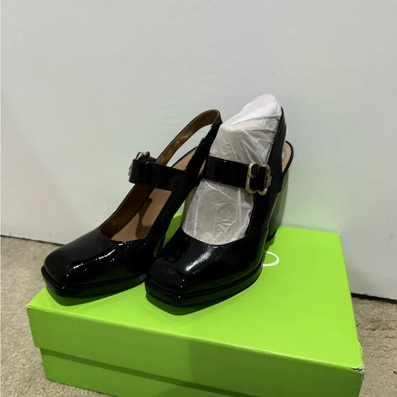Sam Edelman Black Faux Patent Leather Mary Jane Heels NIB - Picture 3 of 13